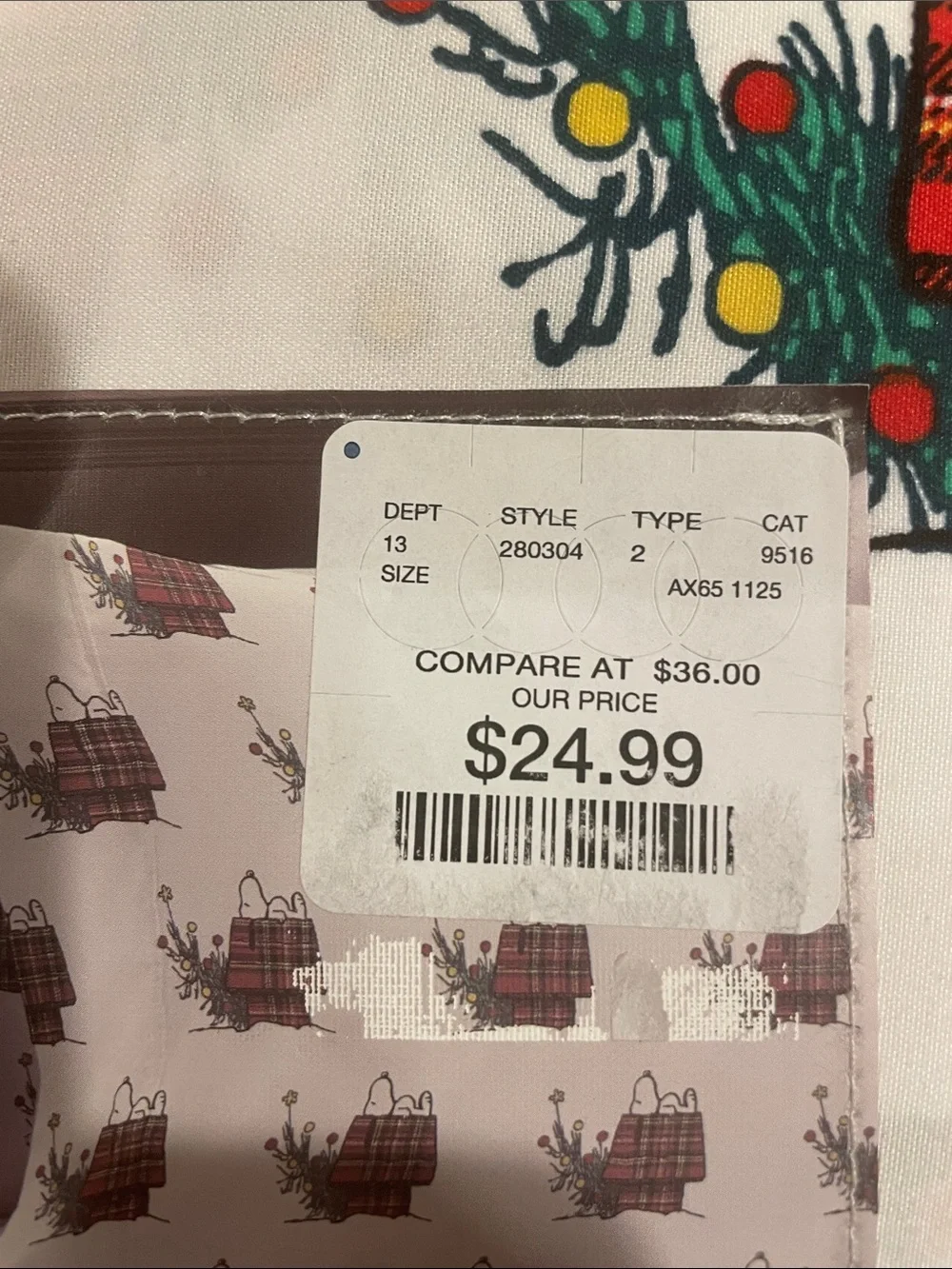 NWT Berkshire Christmas Peanuts Snoopy Full Sheet Set